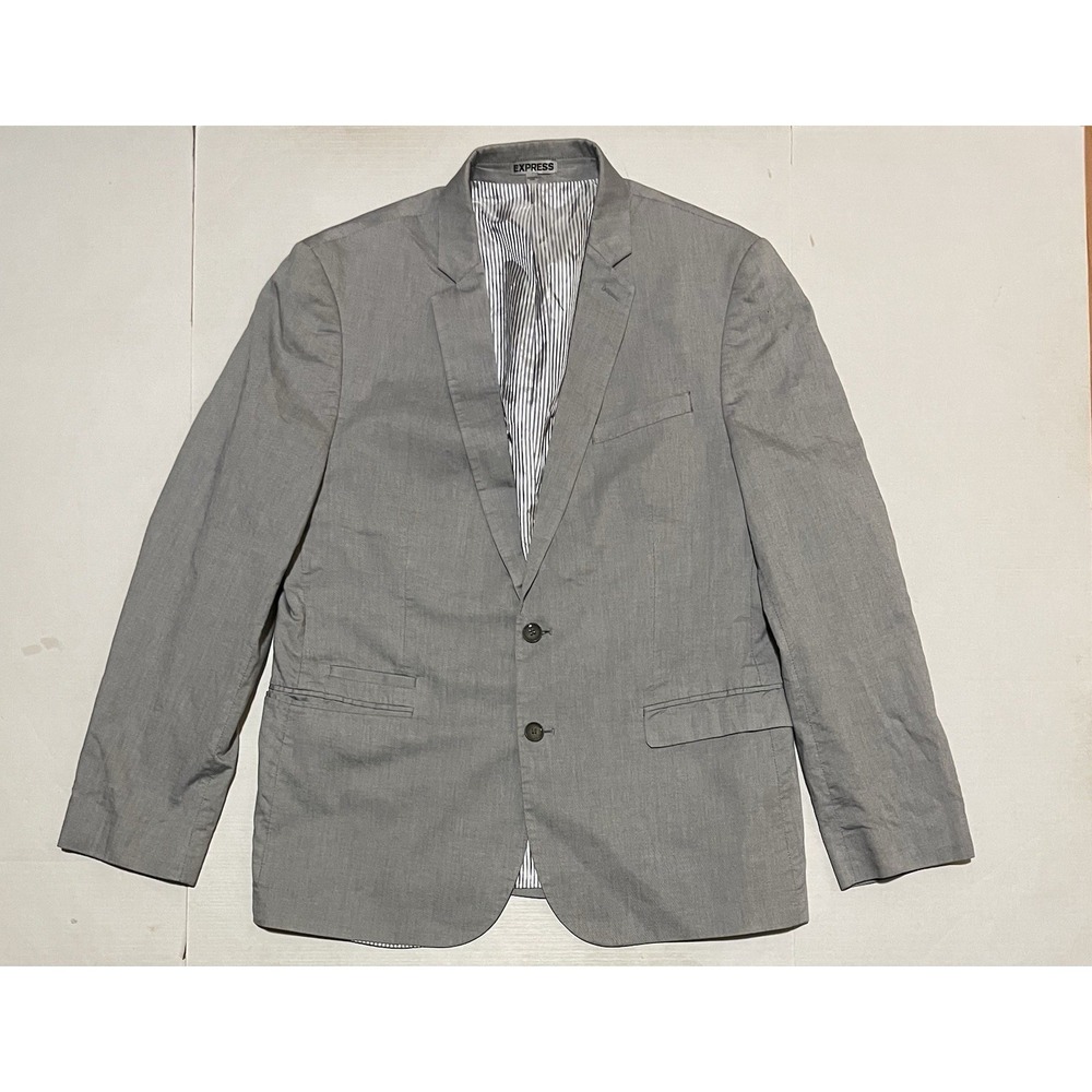 Express Photographer Fitted Blazer Jacket Mens 44R Gray Cotton Sport Coat‎ Suit